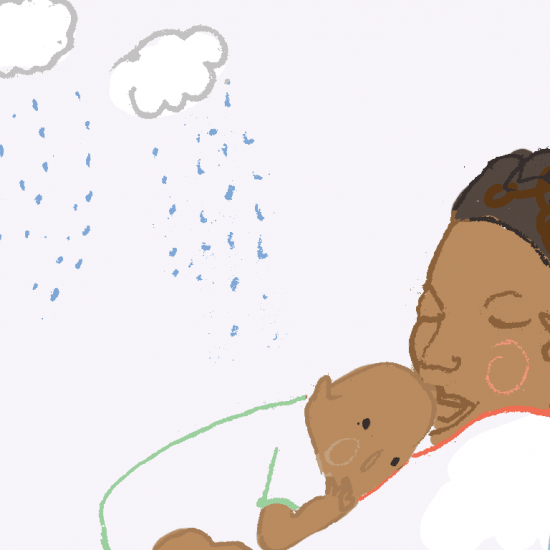 Illustration of a woman holding a baby