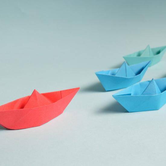 Three paper boats