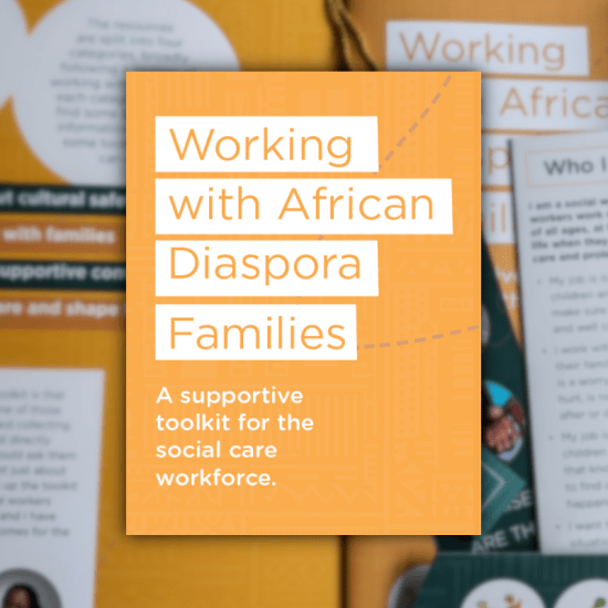 an orange document titled Working with African Diaspora Families Toolkit
