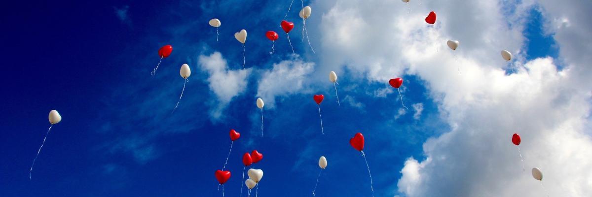 Heart balloons in the sky