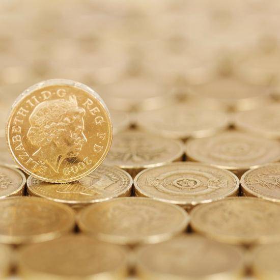 Rows of pound coins