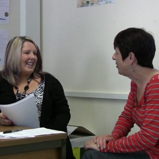 Laura-Jayne Callaghan (Residential Social Worker) in discussion with Edwina Grant (Independent Psychologist)