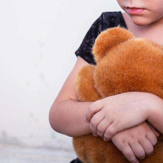 Image of a child holding a teddy bear