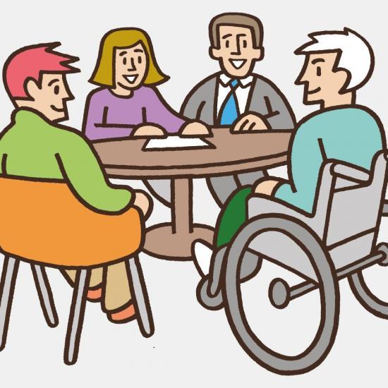 Illustration of people sitting around the table