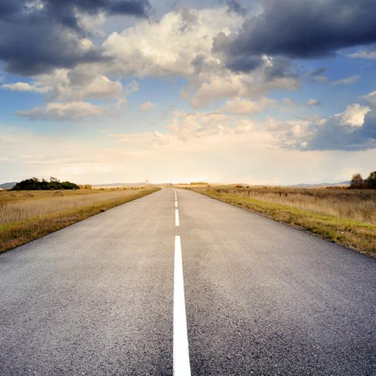 Quiet open road on a summer day