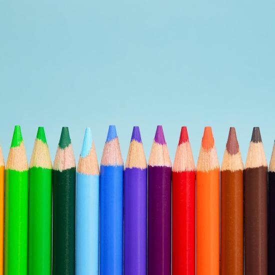 Row of coloured pencils