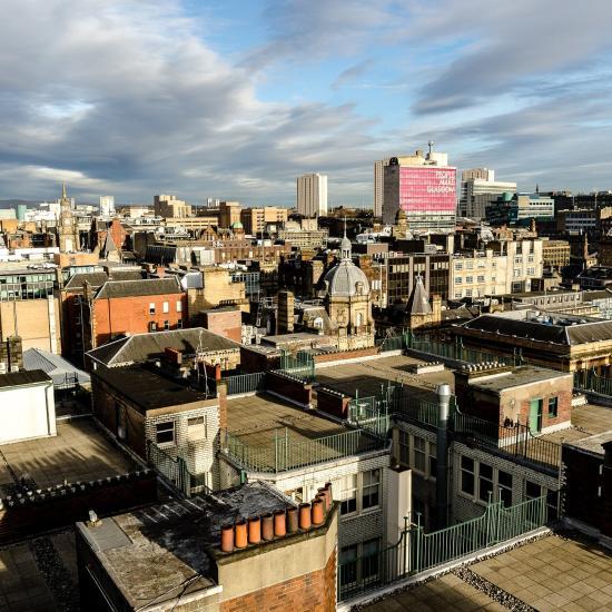 Aerial view of Glasgow city centre