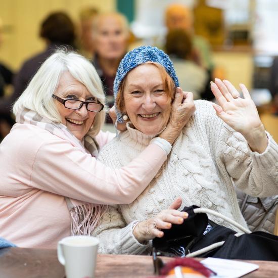 Two women laughing