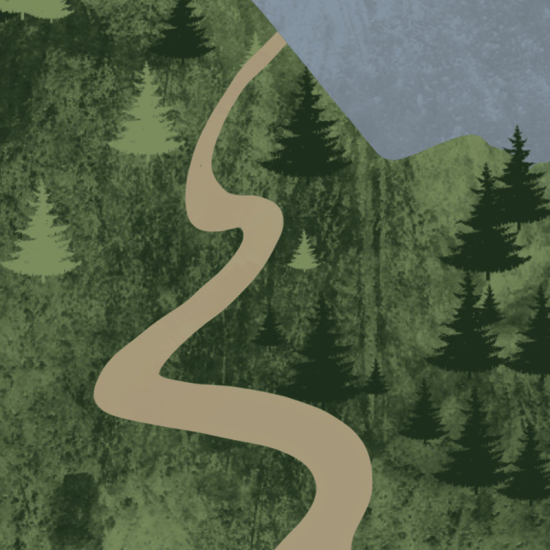 an illustration of green hill with a winding path