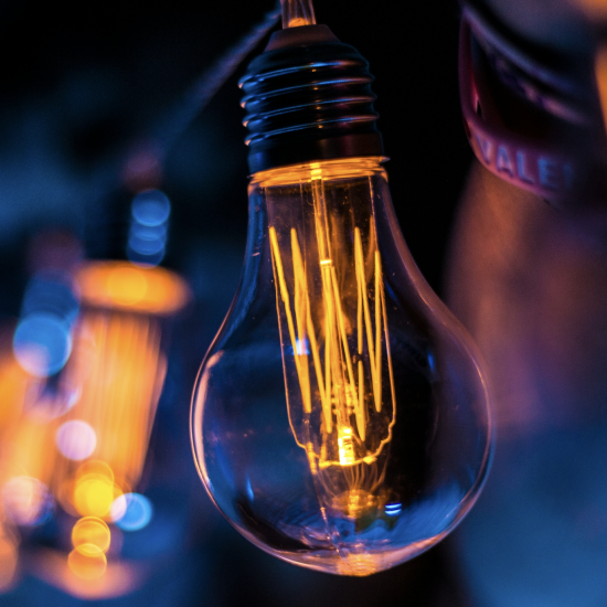 lightbulbs with glowing filament