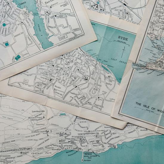 A group of maps on a table