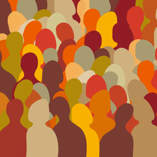 A group of people in different colors