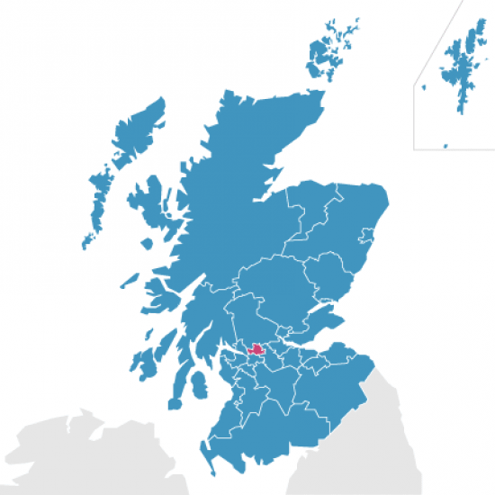 East Dunbartonshire on map of Scotland