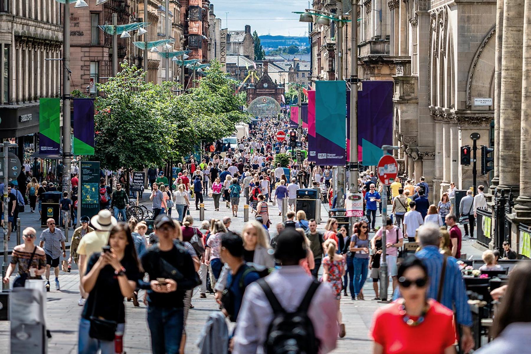 Crowd in central Glasgow