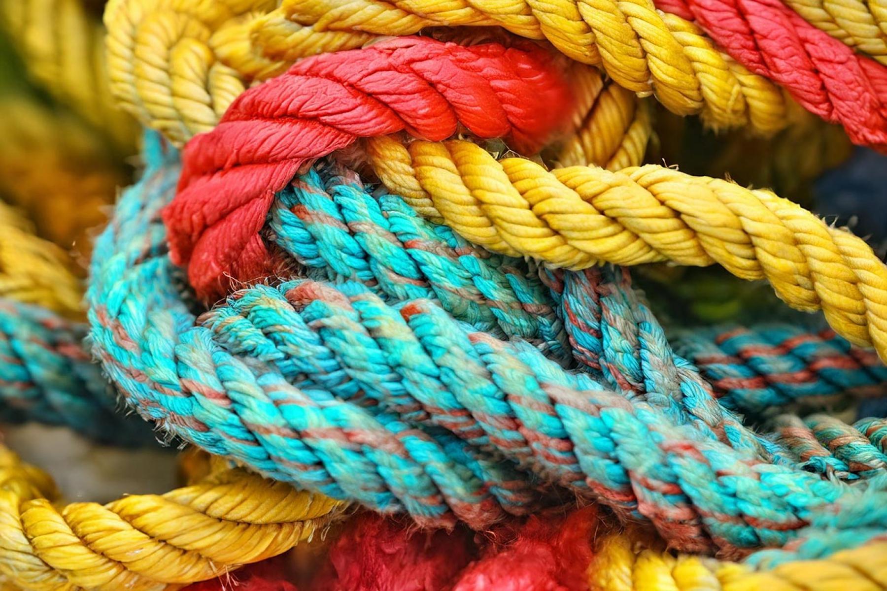 Tangle of coloured rope