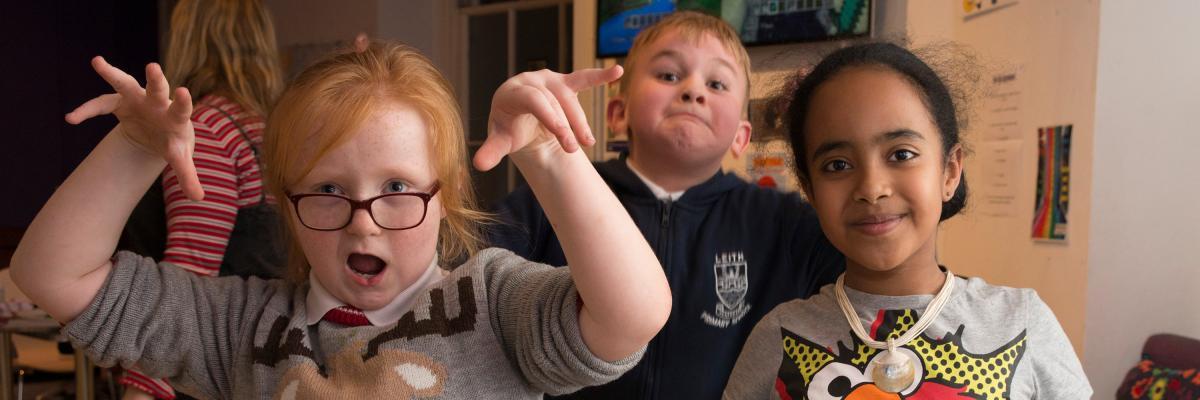 Children making faces at the camera