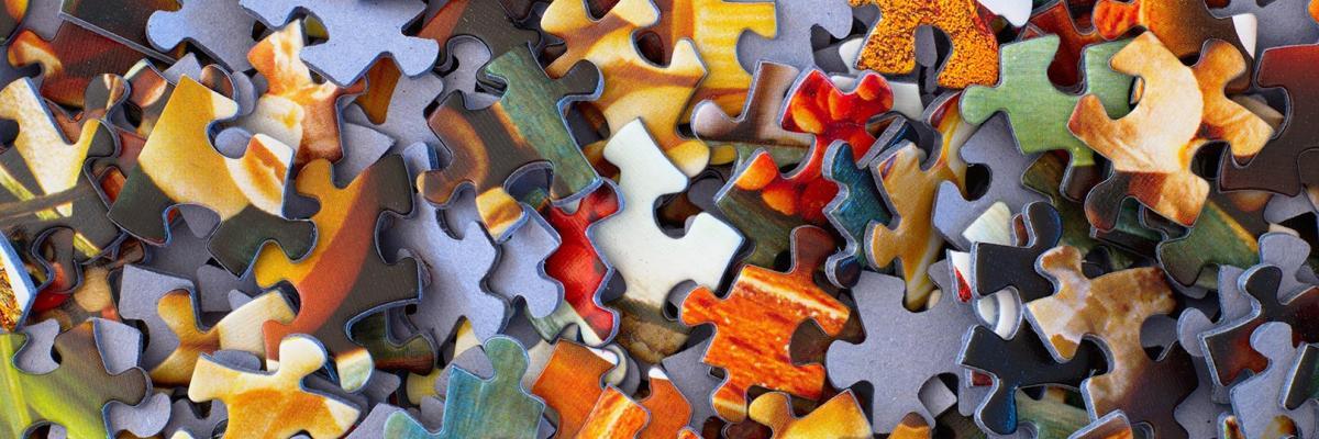 Random jigsaw puzzle pieces