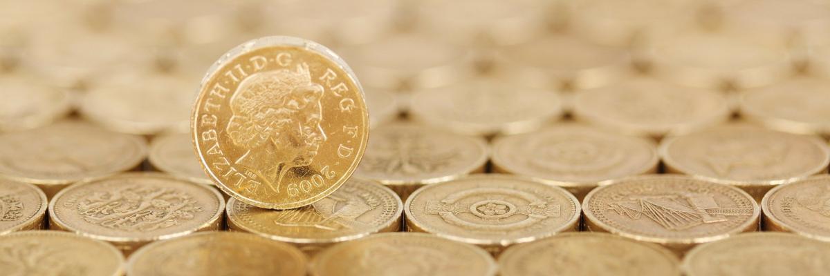 Rows of pound coins