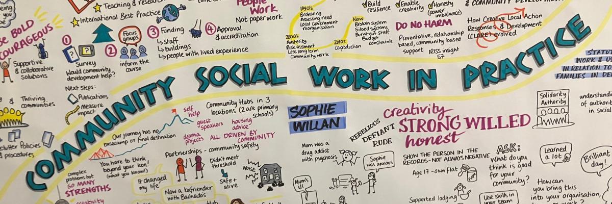 Community social work graphic illustration