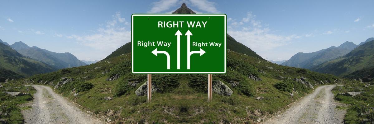 Two paths with a 'right way' signpost by Gerd Altmann, Pixabay 