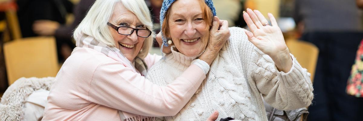 Two women laughing