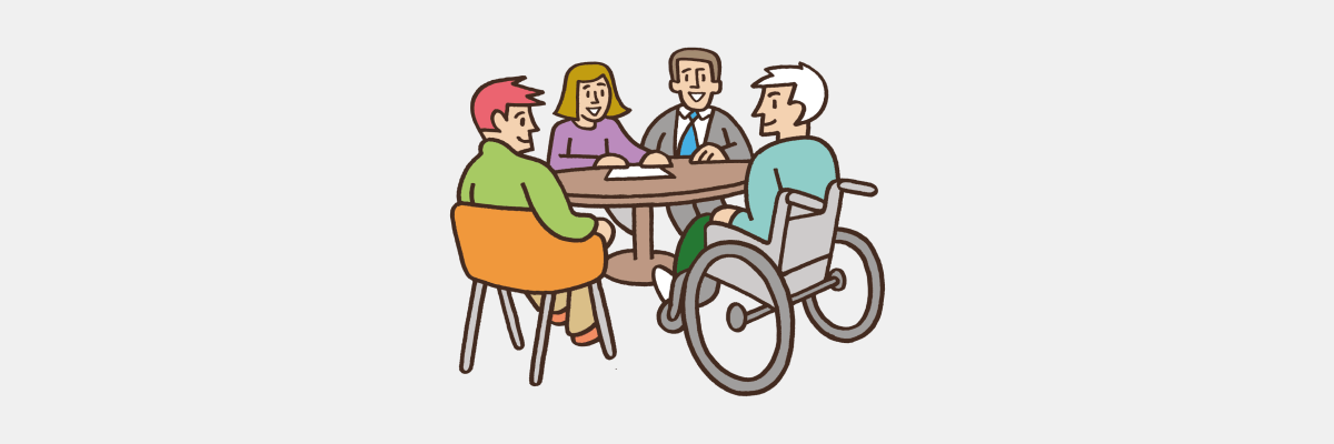 Illustration of people sitting around a table