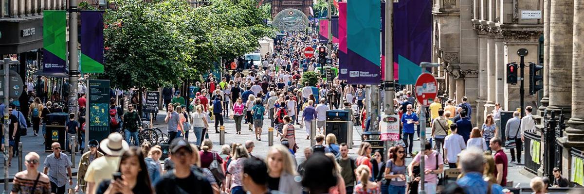 Crowd in central Glasgow