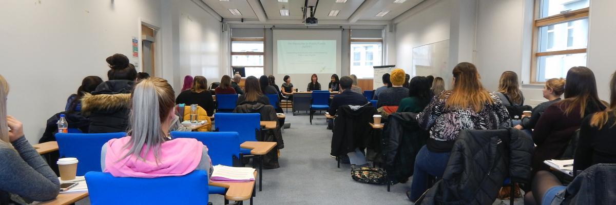 social work students in class room