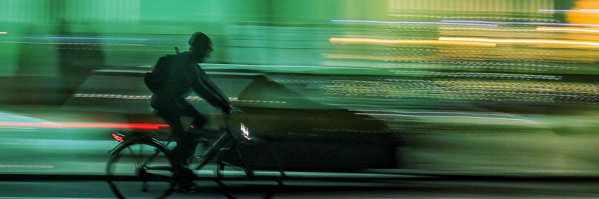 Person on bike going fast