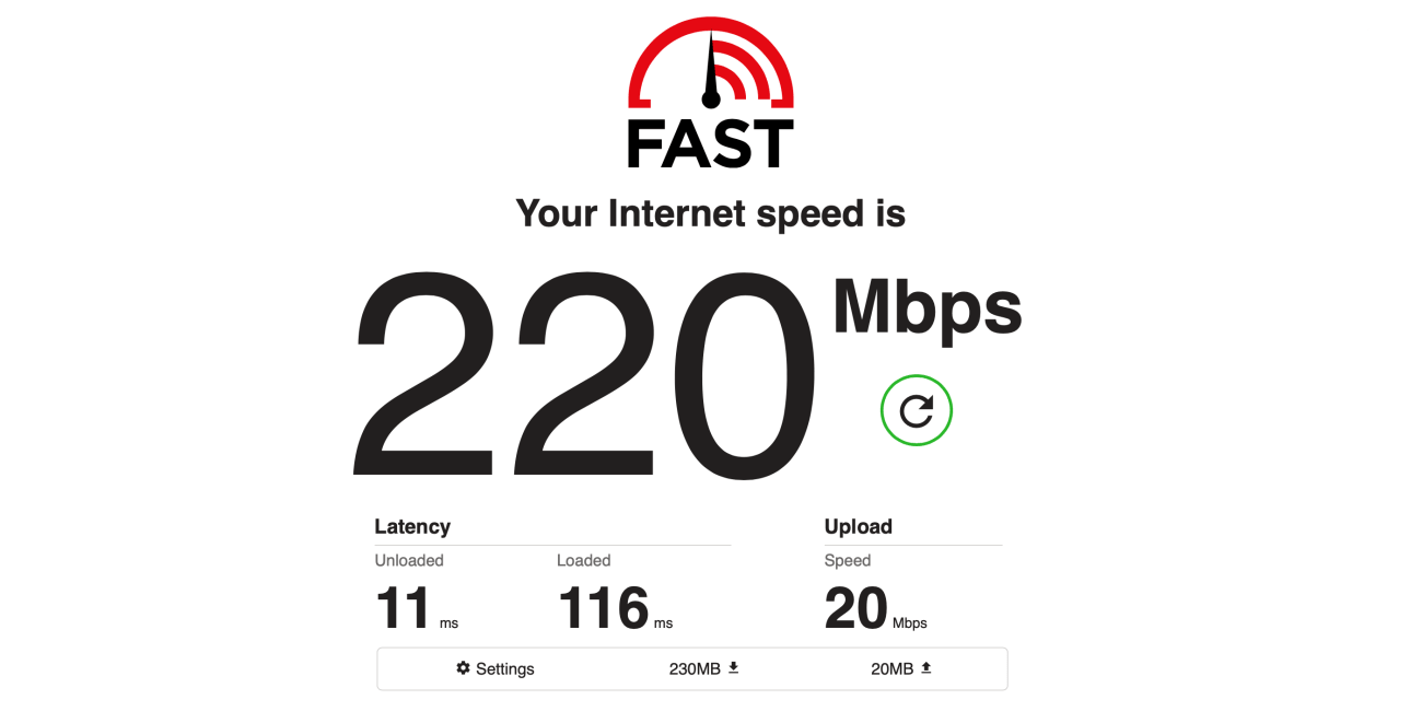 Internet connection speed test