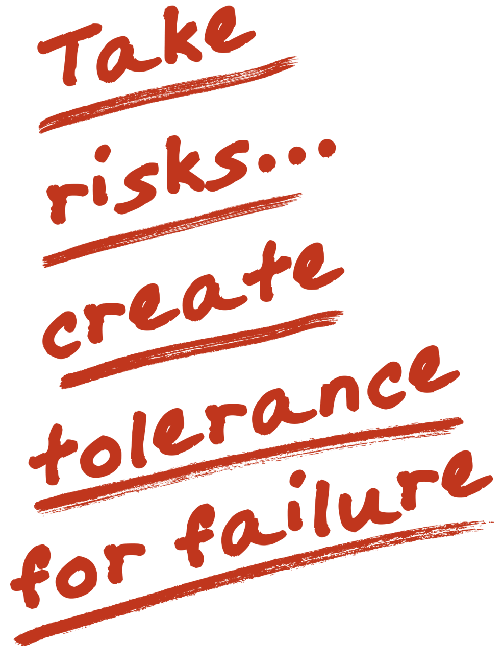 Take risks… create tolerance for failure