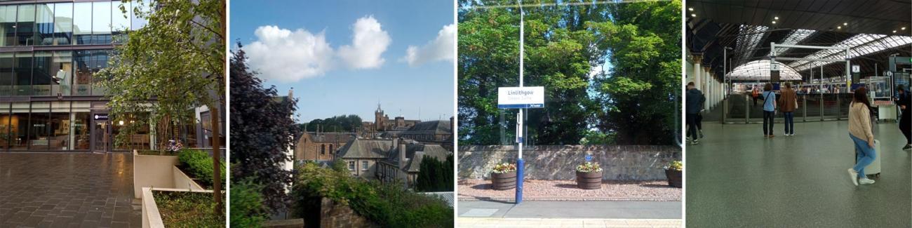 Four photographs take from the Edinburgh to Glasgow train