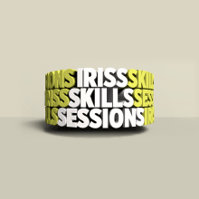 a 3d column of words reading Iriss Skills Sessions