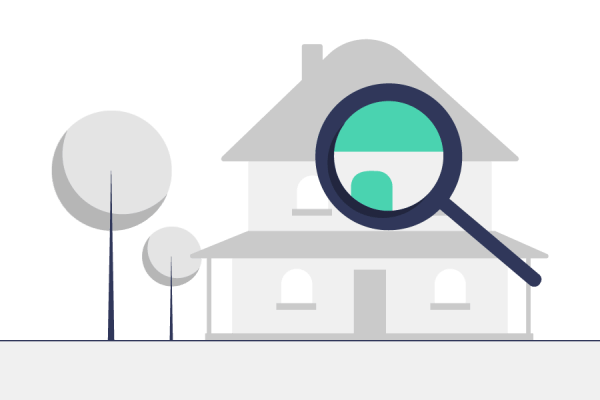 Illustration of house under magnifying glass