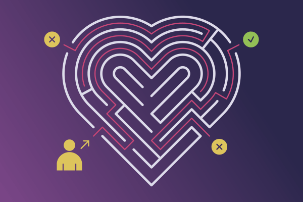 Heart-shaped maze illustration