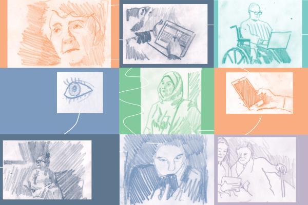 Drawings of several different adults