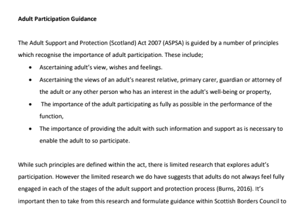Front page of guidance
