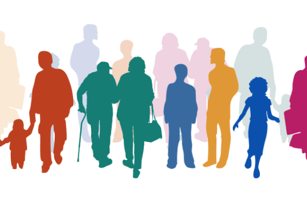 Silhouttes of people in different covers. Image taken from front of report.
