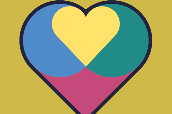 The Promise logo of a multicoloured heart