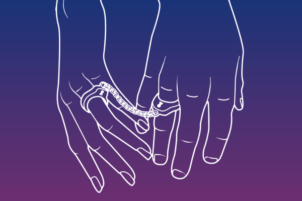 Image of two hands joined by a chain