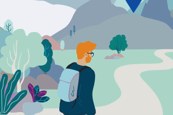 Man walking up a path (image from TURAS)