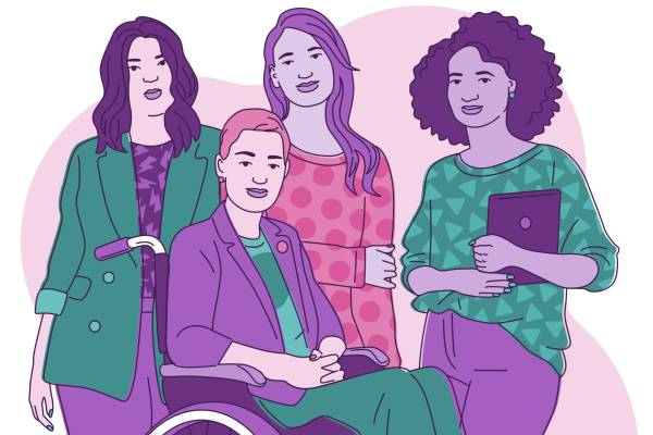 Drawing of four women from front of report